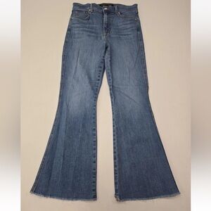 Veronica Beard Carson High Rise Ankle Flare Jeans Serendipity Raw Hem Size 30